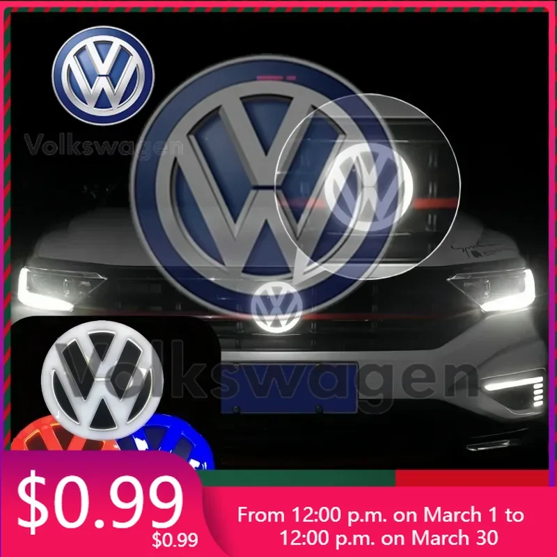 

Car Sticker 4D LED For Volkswagen VW logo lamp front label rear label applies to Tiguan/Passat/Golf /Polo/ Jetta/Beetle /CC