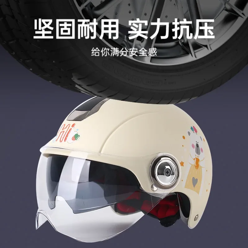 Motorcycle Children's Safety Half Helmet ABS Shell EPS Inner Liner Inner and Outer Dual Lenses Head Circumference 57-61cm