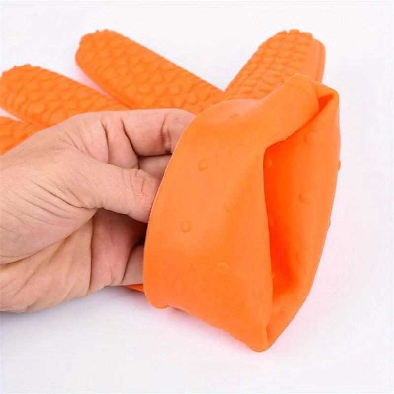 1 Pair Food Grade Silicone Gloves Insulation Non-slip Thick Mittens for Baking Cooking Kitchen Oven Microwave Heat Resistant