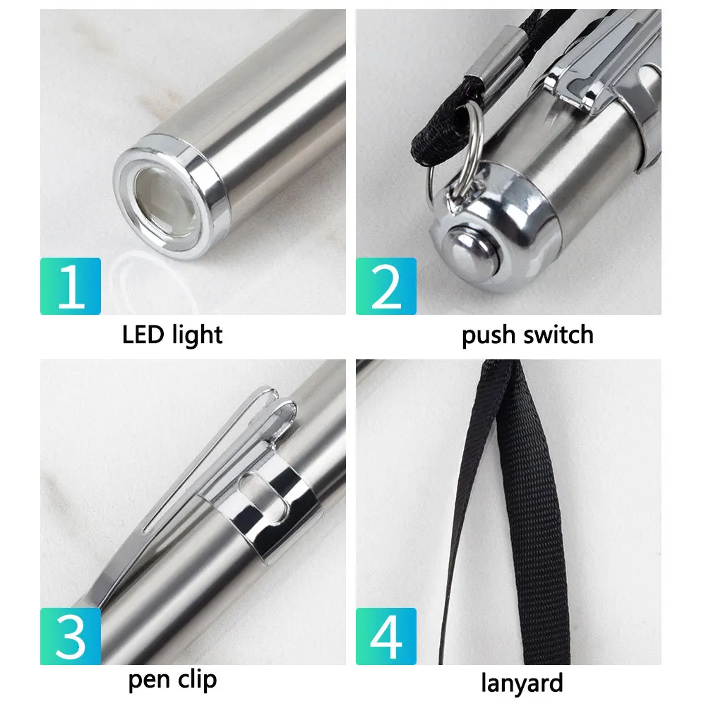 Pen Light Mini Portable LED Flashlight  1 Mode led flashlight torch For the dentist and for Camping Hiking Out Use AAA battery