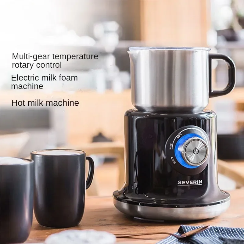 Batedor de leite elétrico 700ml 304 aço inoxidável cabeça de mistura dupla ajuste de temperatura quente e fria leite quente casa batedor de leite