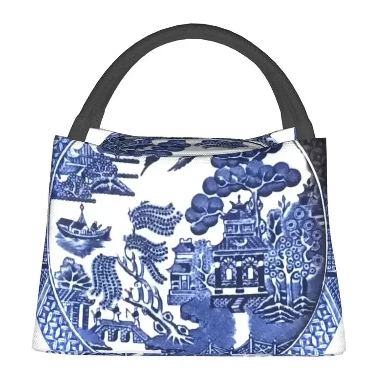 Bolsas de almuerzo personalizadas de sauce azul China, loncheras con aislamiento térmico para mujer, para Picnic, Camping, viajes de trabajo