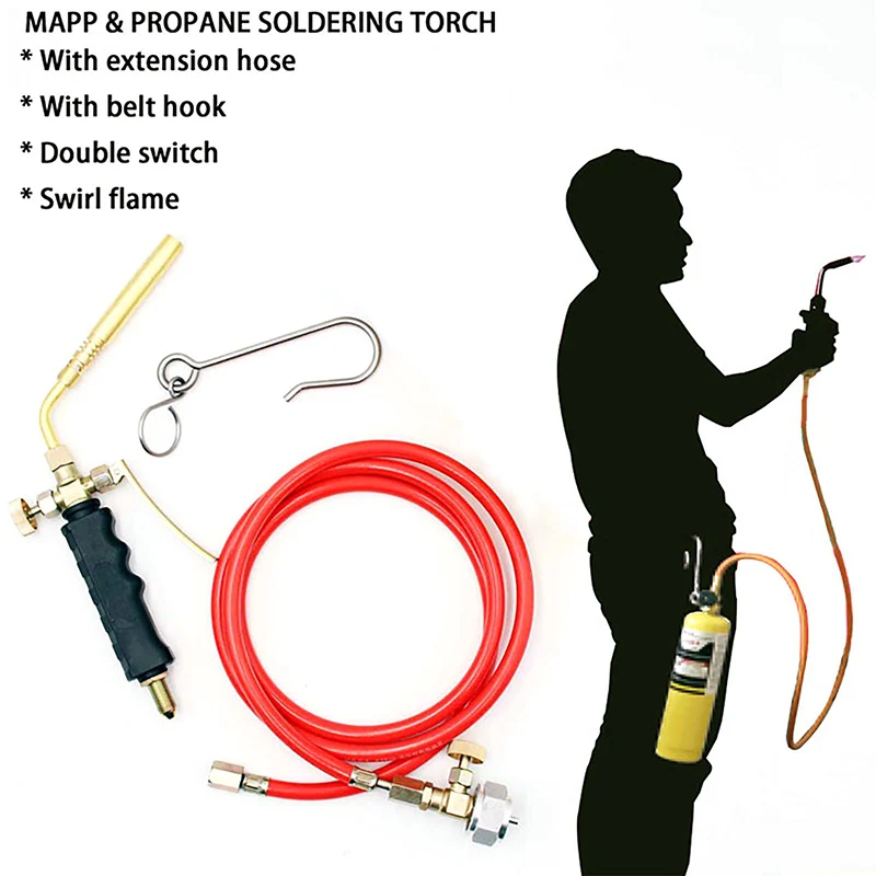 Pistola de soldagem profissional com cilindro propano, gás de solda, mangueira de 1,6 m, gancho, tocha, ferramenta de manutenção de alta qualidade