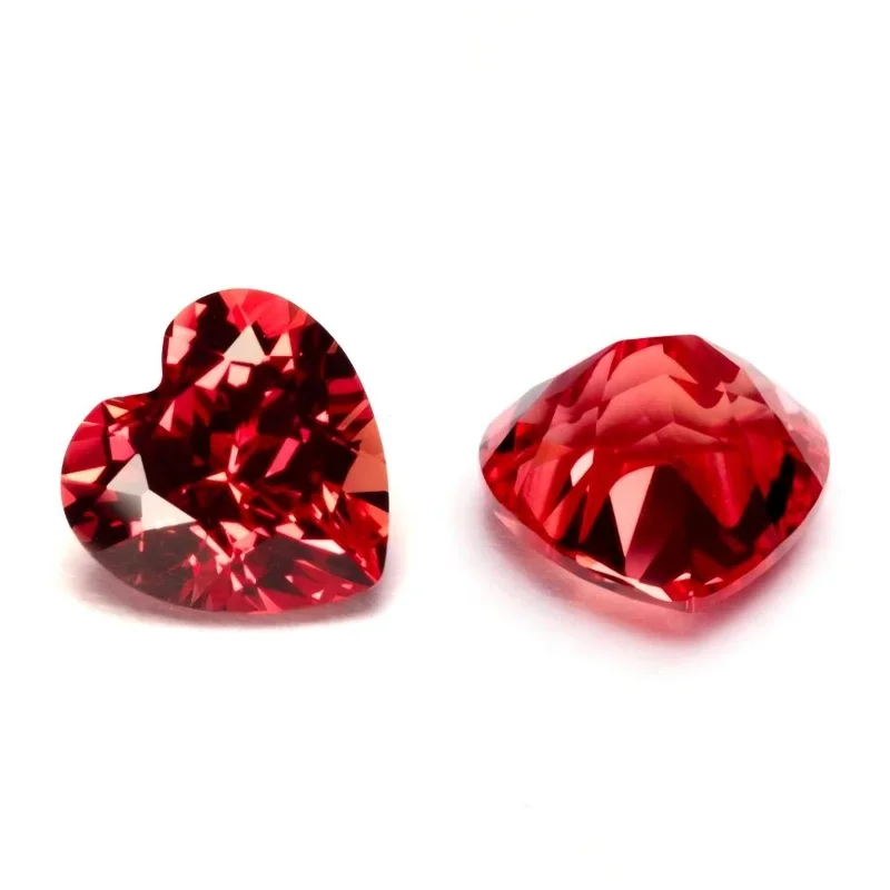 

Выращенный в лаборатории сапфир VVS1 закат красный цвет камни в форме сердца DIY для подвесок кольцо ожерелье серьги основные материалы сертификат