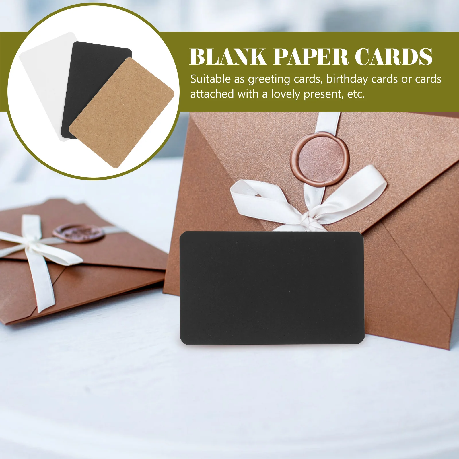 

Blank Message Greeting Card Making Supplies Business English Words Cards Envelopes Paper Lightweight DIY Cards