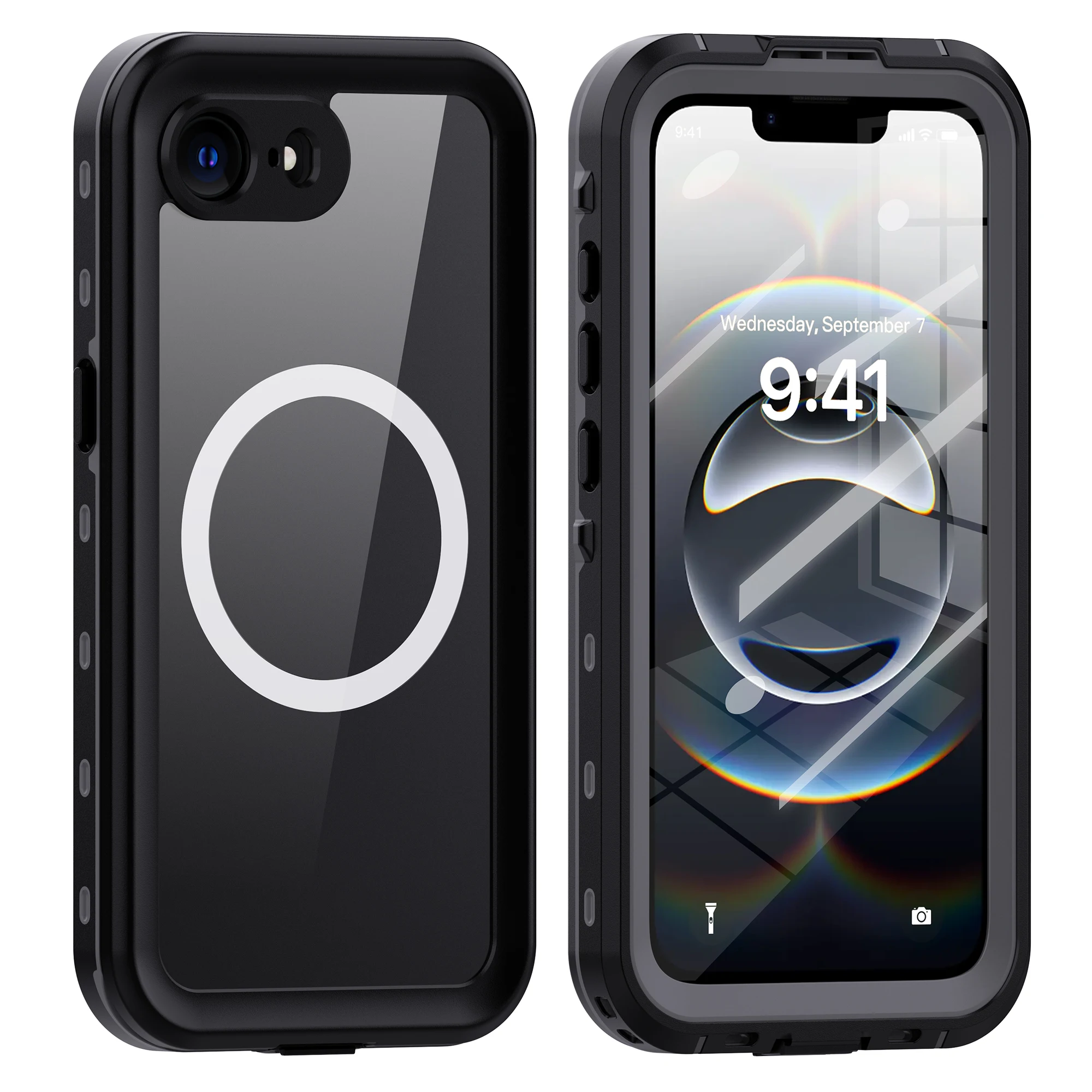 DOT+Für iPhone 16E Handyhülle, transparente Vollabdeckung, wasserdichte Tiefe bis zu 2 Meter, 360-Grad-Fallschutz, magnetisch