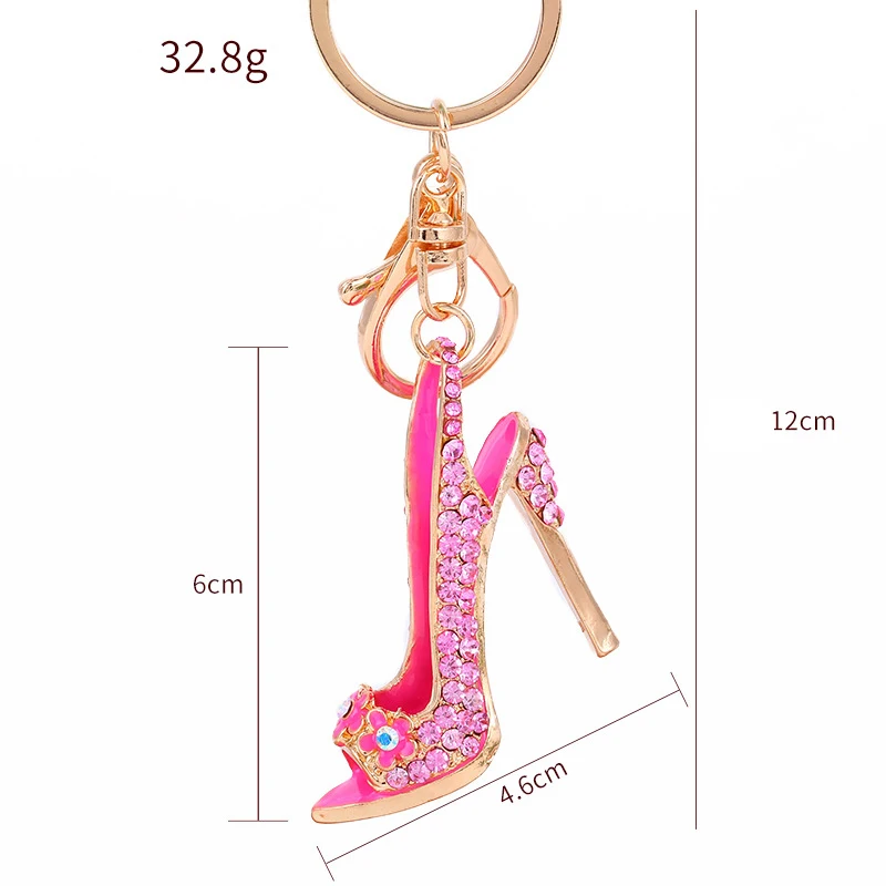 Creative Heels Shape Keychains Luxury Rhinestone Crystal Shoe Keyring for Women Girls Handbag Phone Pendant Jewelry Accessories