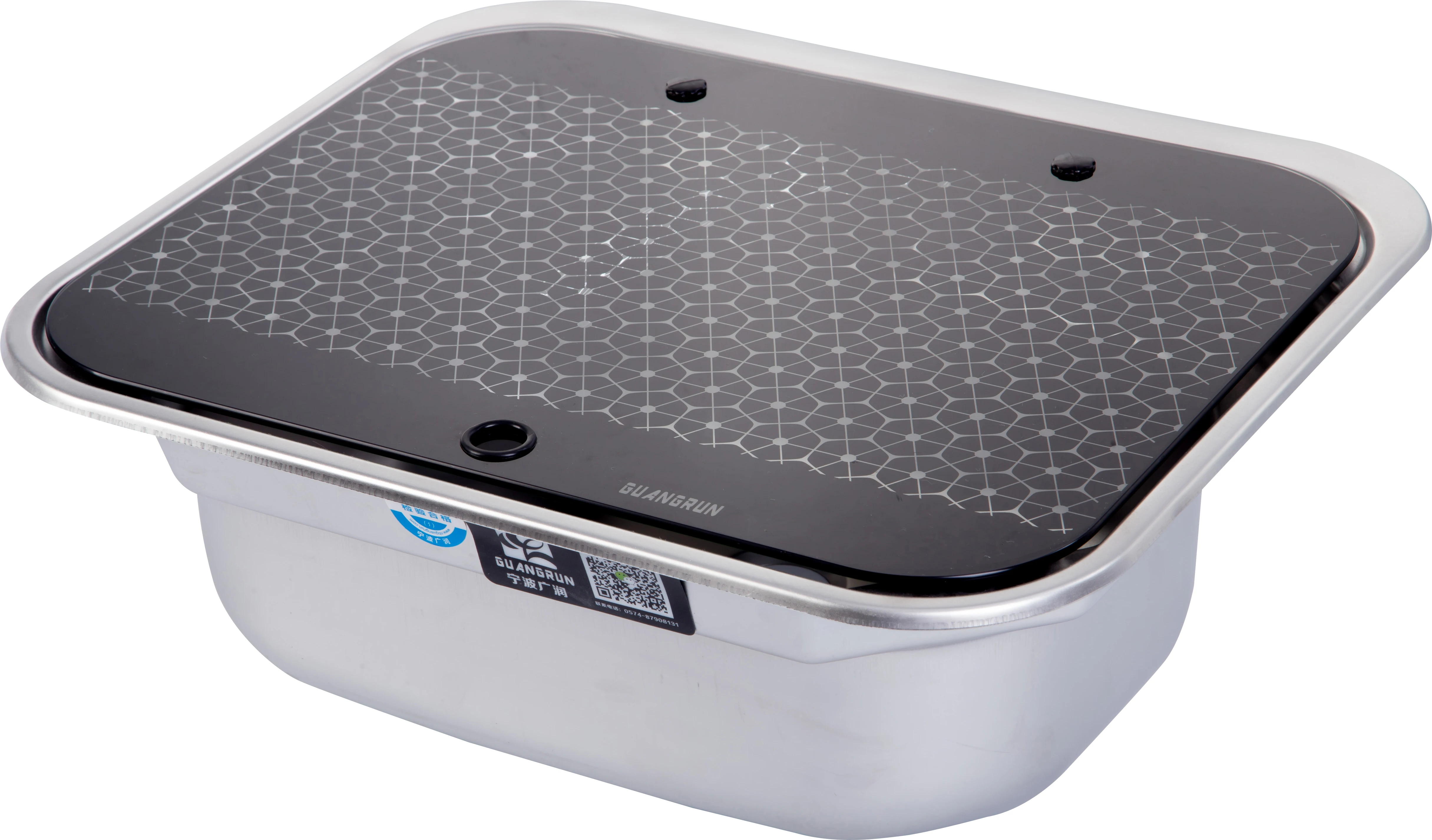 Stainless Steel  Sink with Tempered Glass Lid and Foldable Faucet for RV caravan Campervan  Motorhome Yacht Boat