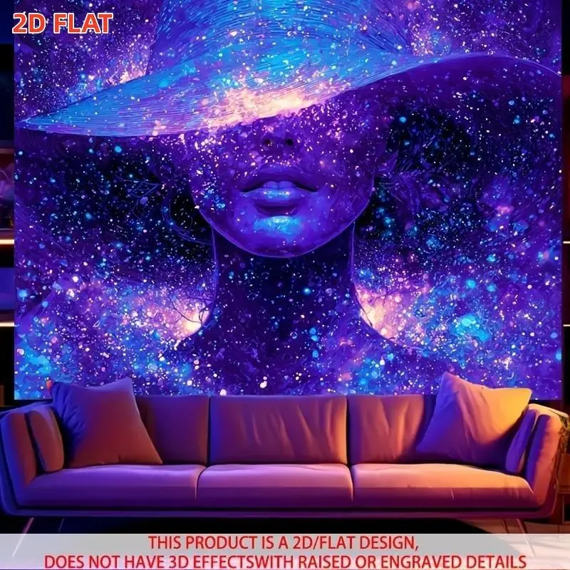VIKAMA Cosmic Starry Lady Tapestry Galaxy Space Polyester Wall Hanging Aesthetic Bedroom Dorm Home Decor