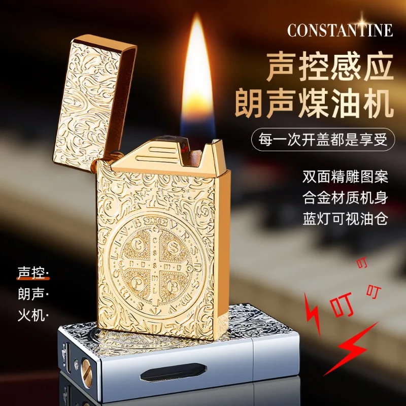 2026 New Constantine Double-sided Engraving Process Induction Voice-activated Finger Snap Lighter Metal Igniter