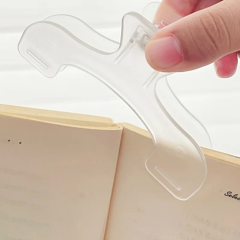 1-Pack Transparent Plastic Desk Clip - Durable Sturdy Book Clip, Hands-Free Page Holder for Office, Study, Reading Portable Clip