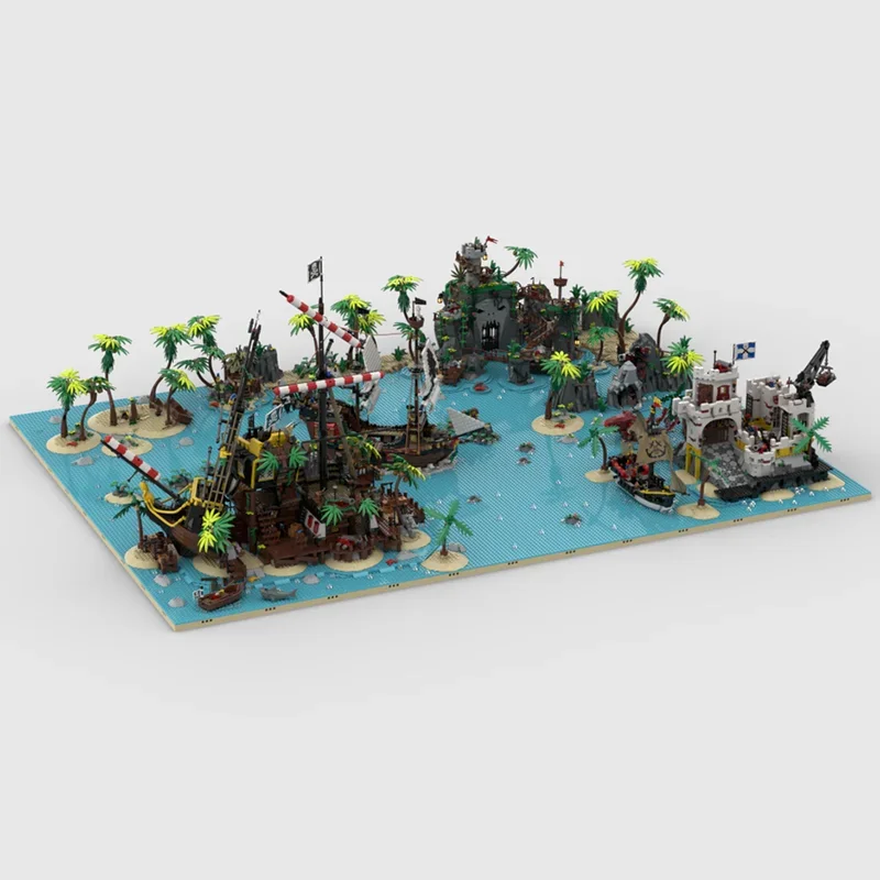 Pirate Fortress Model Moc Building Bricks Pirate Group Model Building Technology Modular Blocks  Construstion Christmas Toy
