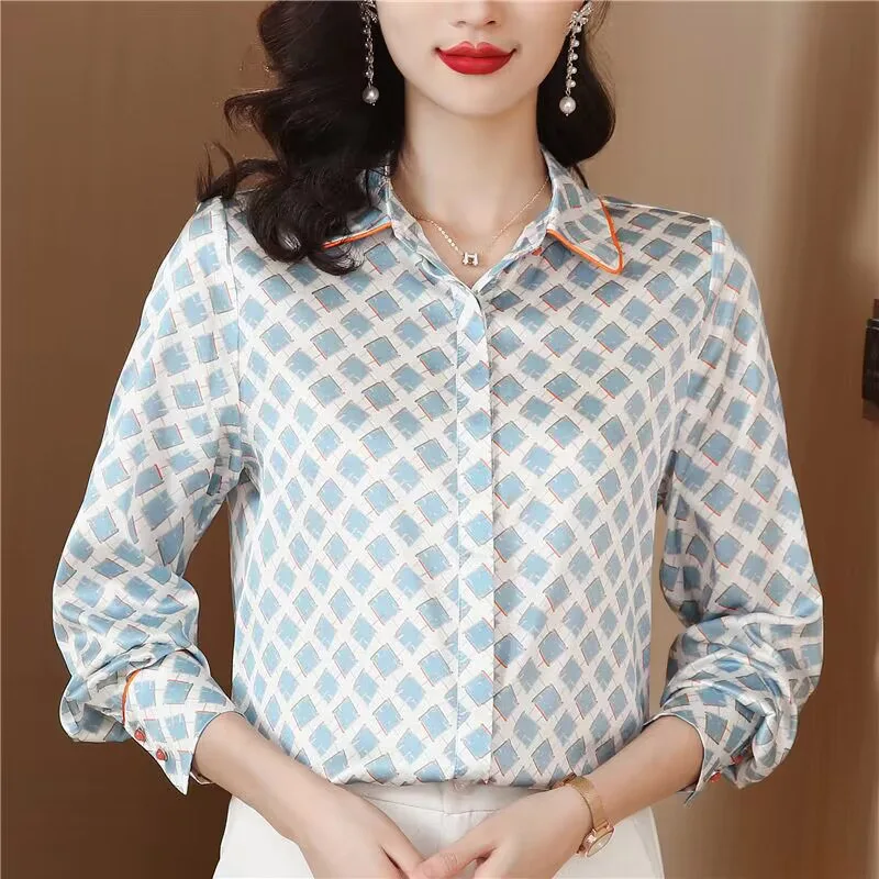 Frauen Kleidung lässig pendeln Einfachheit Hemden neue Frühlings dame lang ärmel ige karierte bedruckte lose Blusen weibliche Tops
