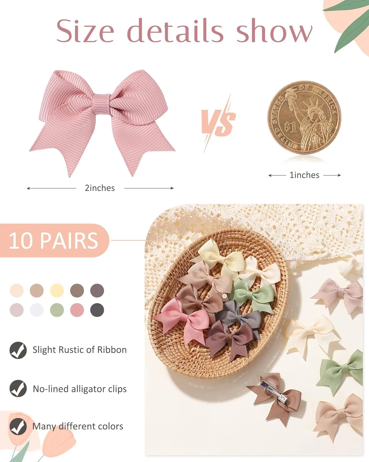 10pcs Baby Hair Clips Girls Bows 2\