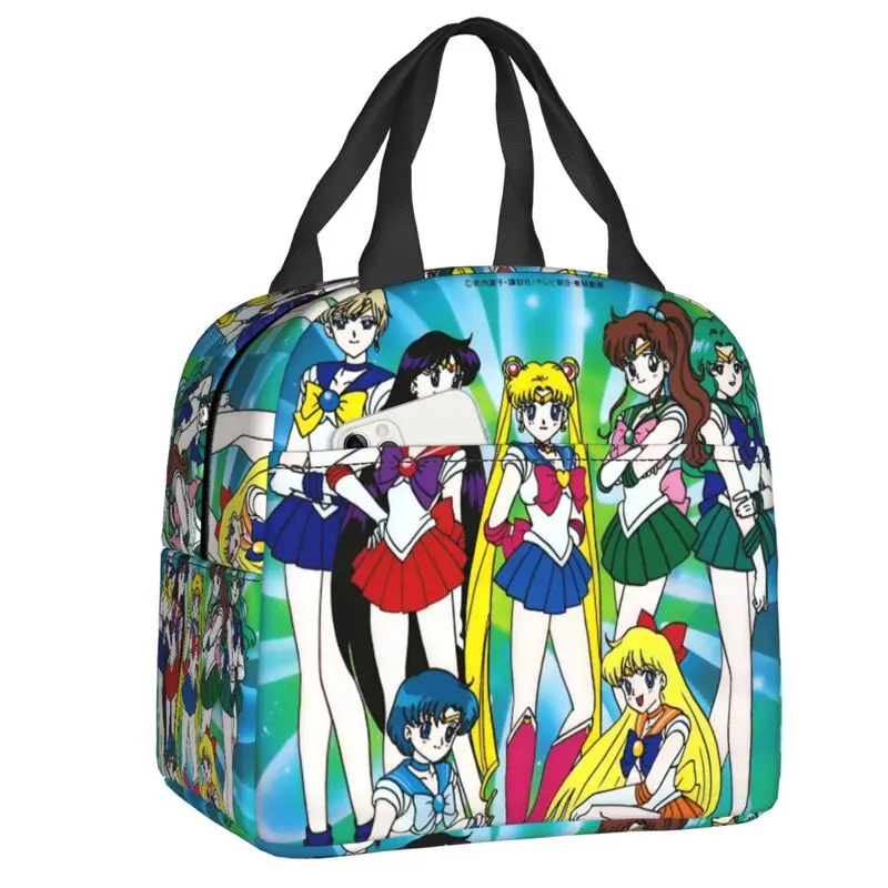 

Термосумка для обедов с изображением аниме-девушки Сейлор Мун для женщин, многоразовая, для пикника, контейнер для еды, сумка-тоут