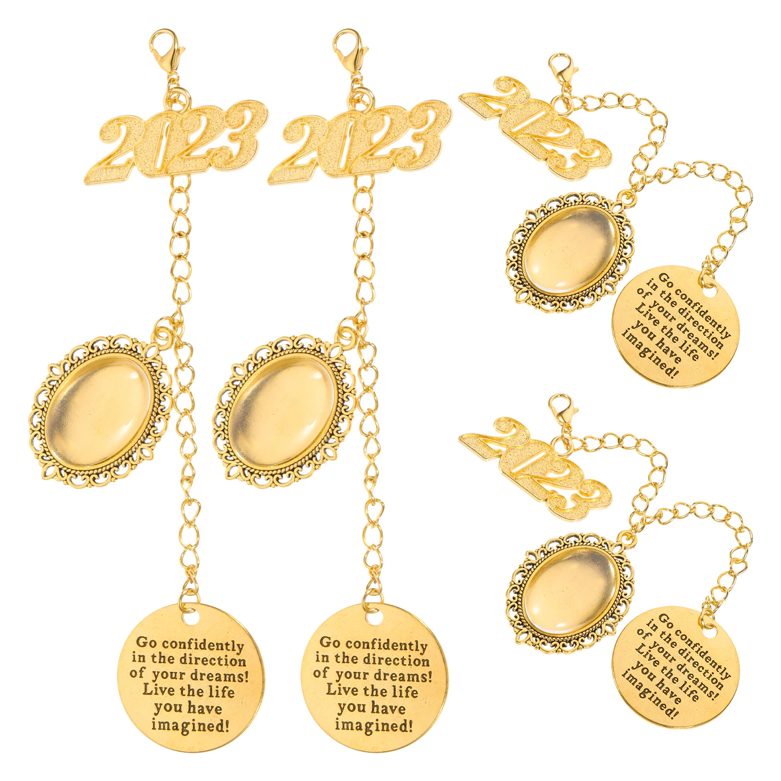 

4 Pcs Photo Pendant Graduation Alloy Cap Decoration Fringe 2023 Tassel Gifts Personalized Memorial Photo Frame Pendants