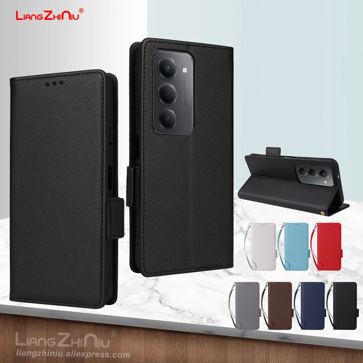 

For Xiaomi Redmi 15C 15 5G 4G Flip Leather Phone Case Litchi Texture Pu+Tpu Wallet Card Case Magnetic Flip Case With Lanyard