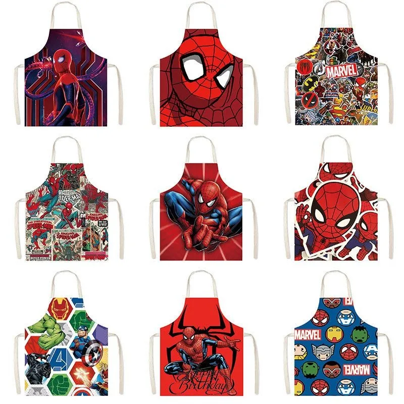 Spiderman Apron Marvel Superhero Sleeveless Cartoon Adult Children Apron Restaurant Kitchen Anti-fouling Cleaning Tools