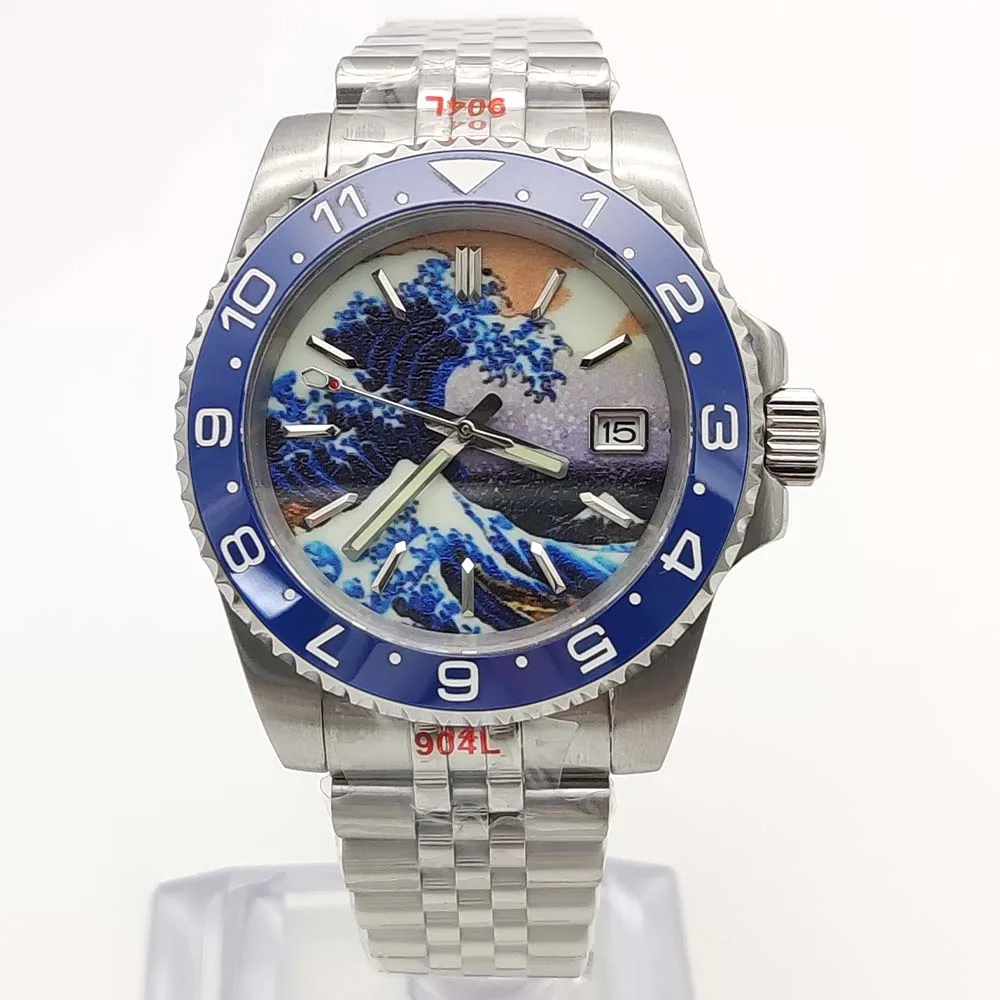 

40mm Men's Mechanical Watch Ceramic Bezel Waterproof Sapphire Automatic Watch NH35 Full Luminous Dial