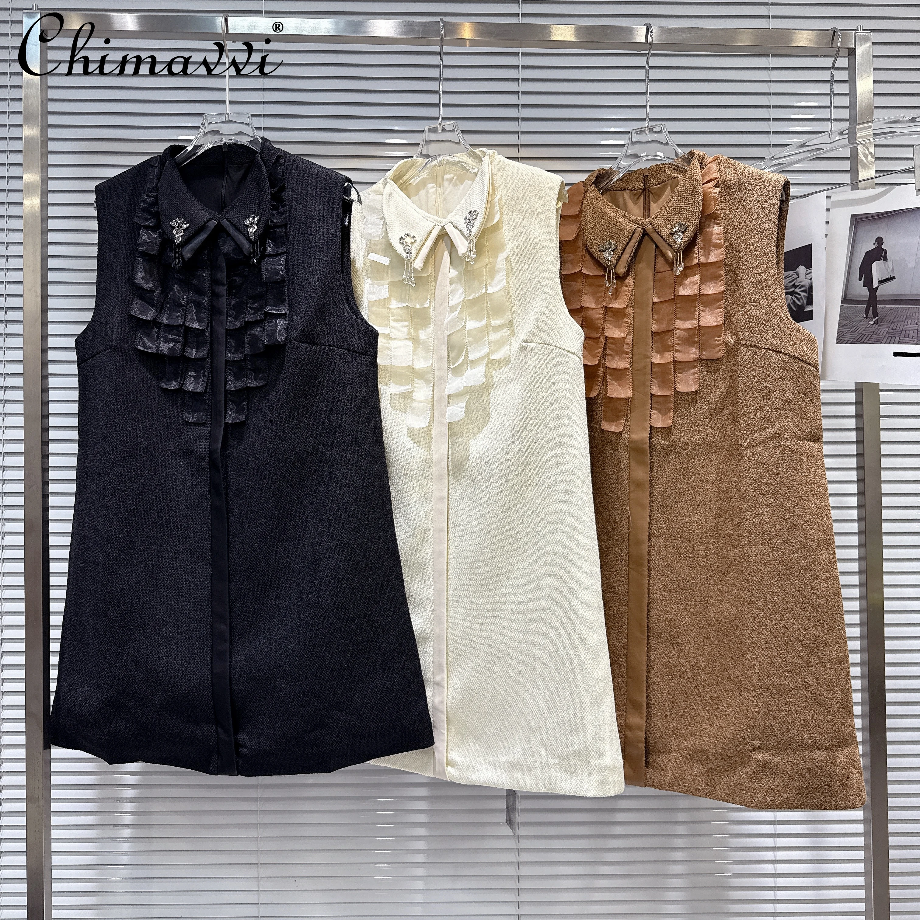 

French Elegant Temperament Socialite Diamond Collar Sleeveless Straight Loose A-line Short Birthday Party Short Dress For Women