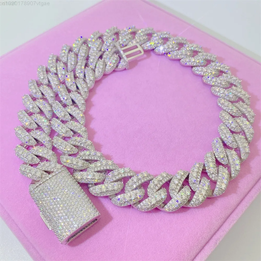 

Bling Iced Out Муассанит Женский Мужской Браслет Тяжелый Хип-Хоп Массивные Ювелирные Изделия 14 К Позолоченная Кубинская Цепочка Майами