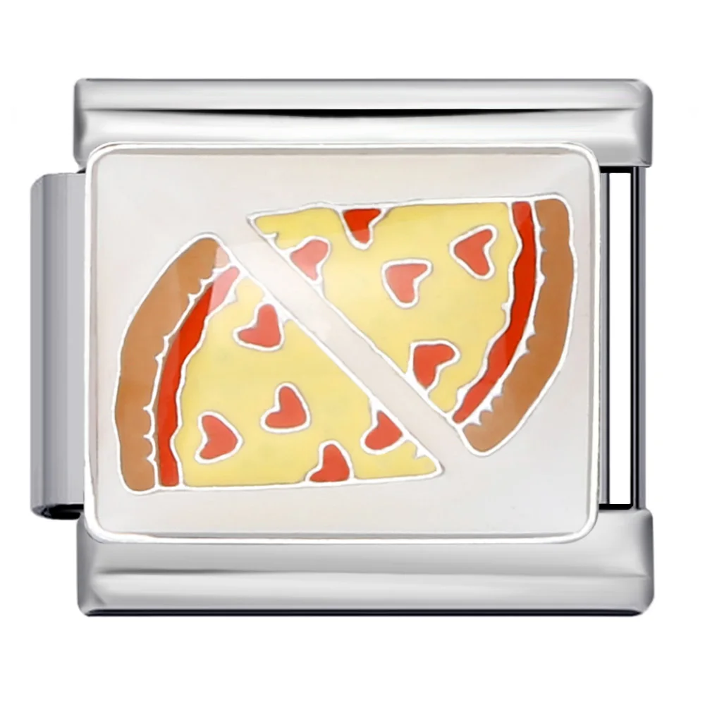 Bunte Y2k Niedliche Damen-Perlen: Bunte Bonbon-Herz-Pizza-Italienische Charm-Perlen, passend für 9mm Edelstahl-Armbänder, für DIY-Schmuckherstellung – Detail 7