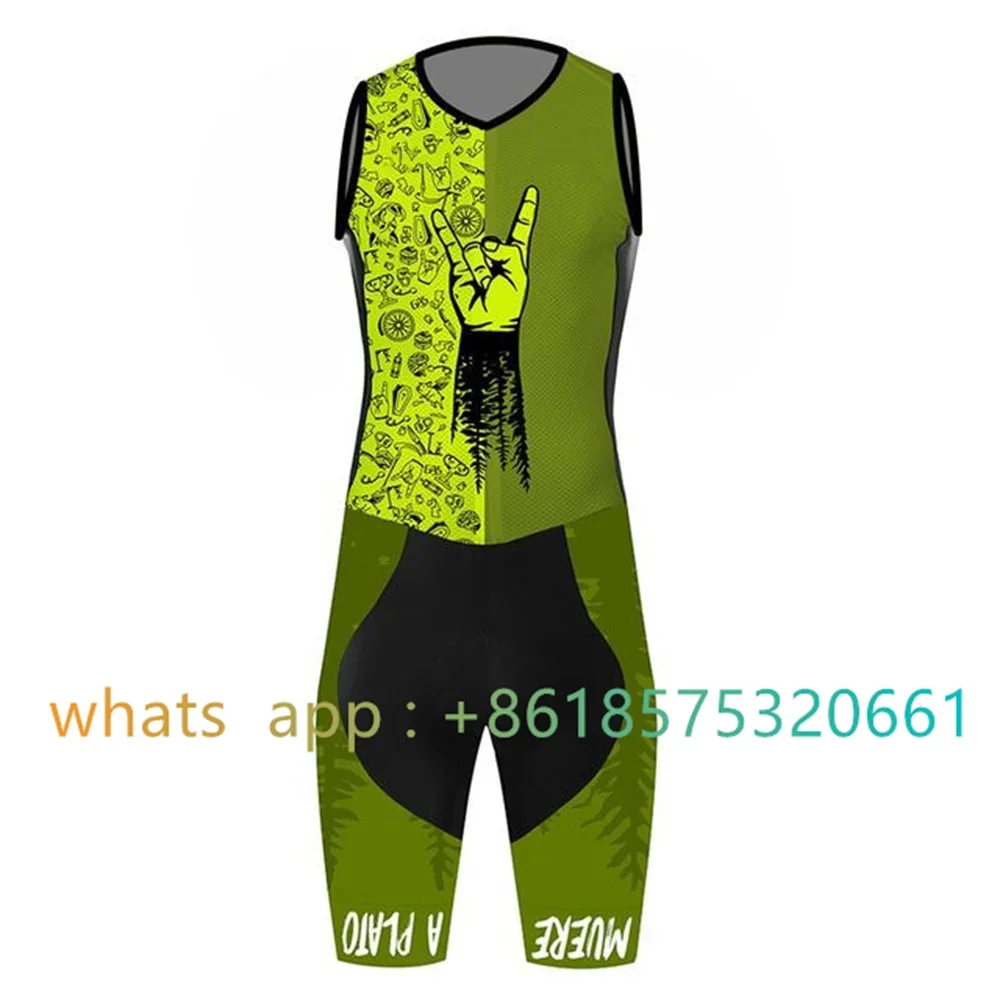 Trisuit Men's Sleeveless Triathlon Jumpsuit Summer Skinsuit Swimming Cycling Running Competition Apparel 2023 Maillot Ciclismo