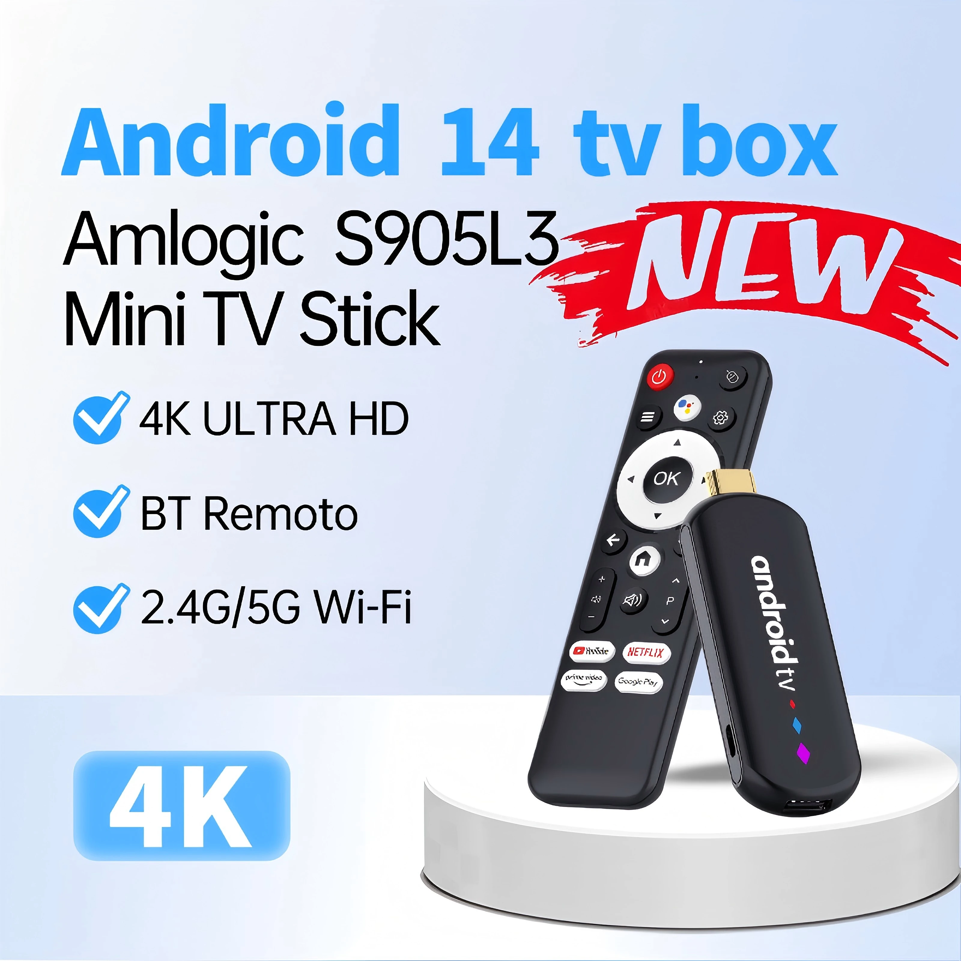 H96 Max Android TV Stick Amlogic S905L3 4K 30FPS BT5.0 2.4G/5G WiFi 6 Streaming Media Voice Remote Assistant TV Box Set-top Box