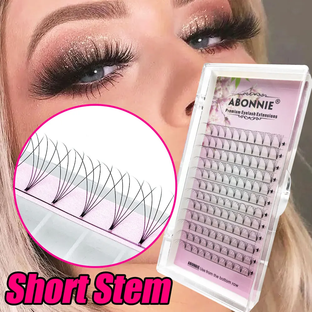 ABONNIE 0.07 0.10mm Thickness Premade Fan Premade Volume Fans Lashes 3D4D5D6D Short Stem Volume Lashes Eyelash Extension