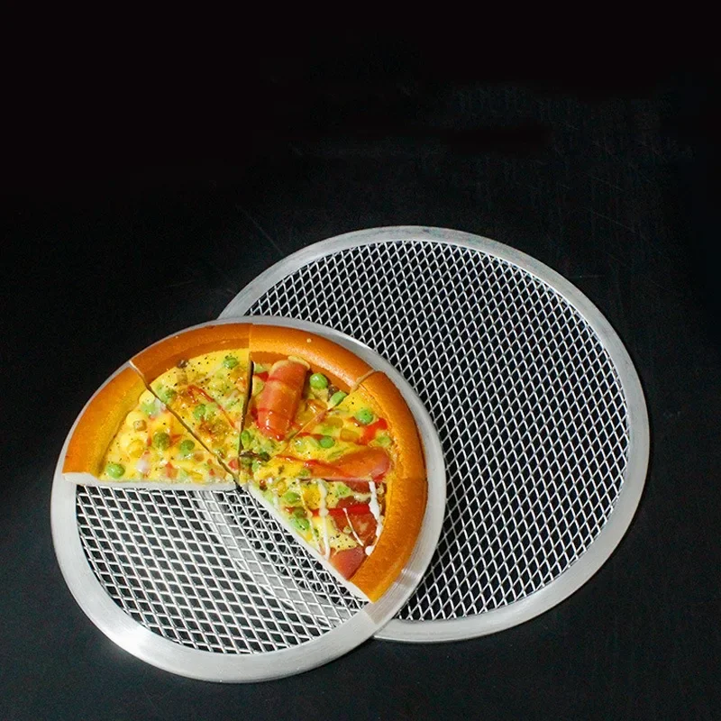 10-12 Inch Metal Net Non Stick Pizza Screen Pan Baking Tray New Seamless Aluminum Metal Net Bakeware Kitchen Tools Pizza