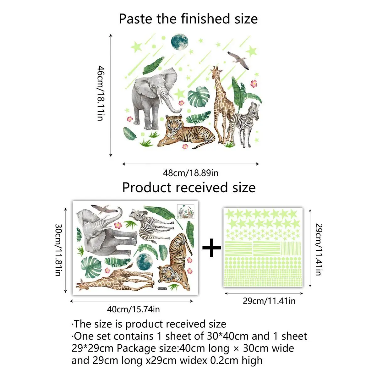 2 stücke leuchtende Karikatur Tier Tiger Elefant Giraffe leuchtende Aufkleber Kinderzimmer Heim dekoration Wandbild Wanda uf kleber ycg6043