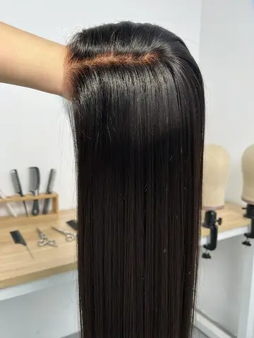 Wiglovie Bone Straight 5x5 Glueless Closure Lace Human Hair Wigs Ready to Wear Indian Remy No Glue Wig For Women Natural Black