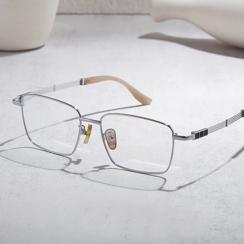 

Top Quality Titanium Men's Eyewear Business Rectangle Full Rim Eyeglasses Handmade Ultralight Glasses Frames Male Spectacles