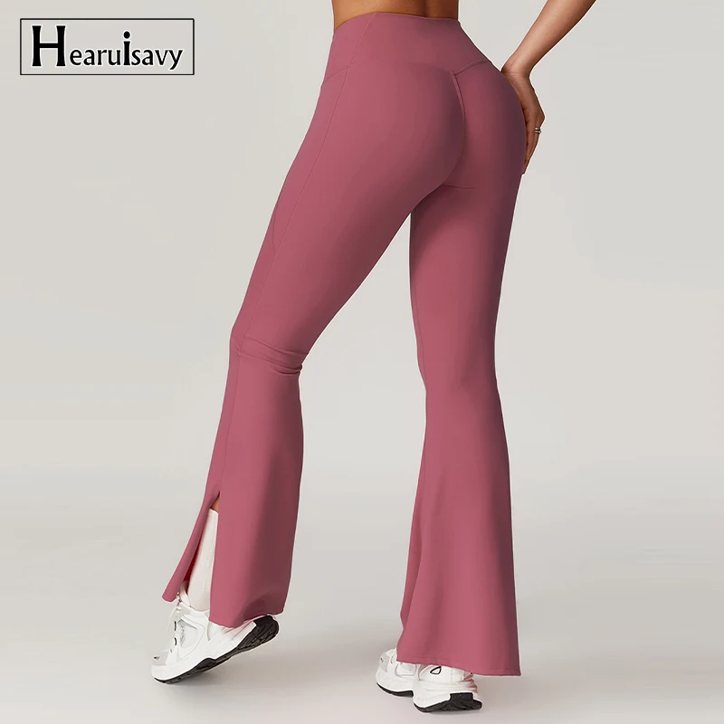 Hearuisavy Sports Leggings Women Latin Dance Pants Women Push Up Bell-bottomed Pant Fitness Sportswear Tights Casual Flares