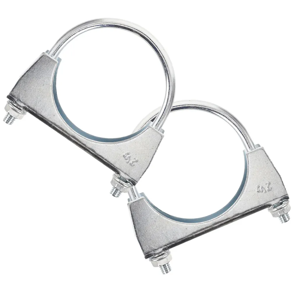 

2Pcs Round Pipe Clamps Stainless Steel Exhaust Holder U Shape Muffler Repair Automotive Supplies Bolts Car Equipment