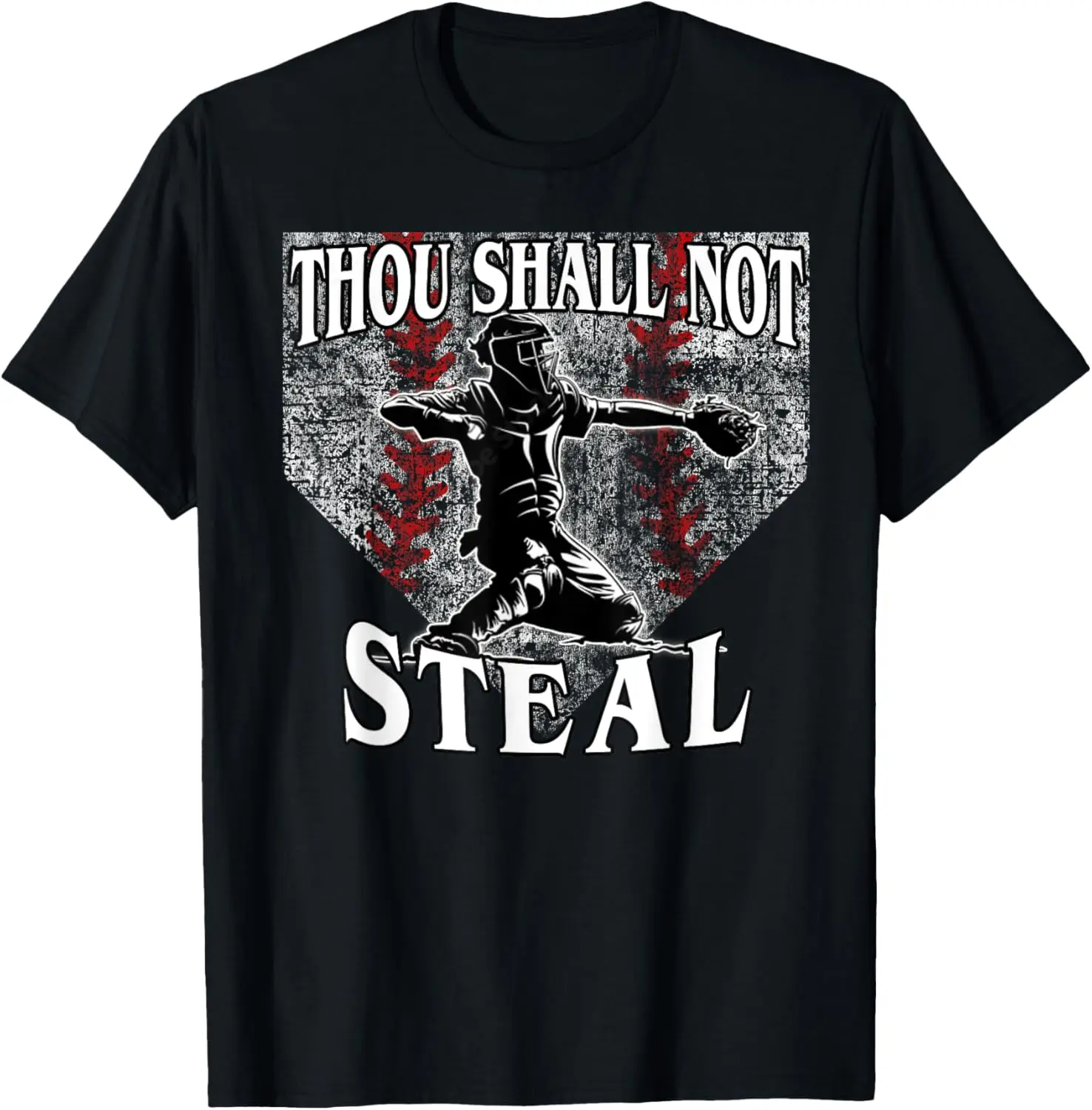 T-shirt de baseball Catcher Saying Tu Shall Not Steal