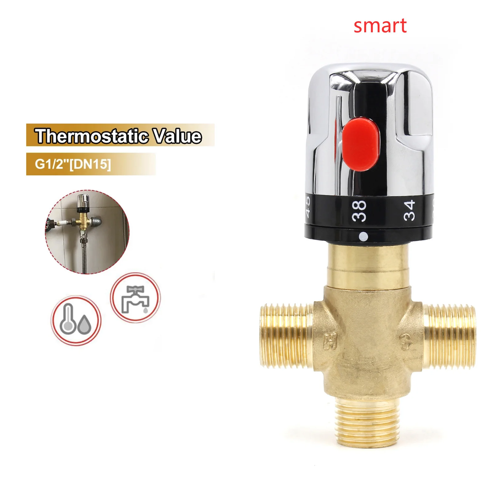 Temperature Control G1/2 Plumbing Fixtures Bathroom Faucet Mixer For Kitchen Showers Home Brass Thermostatic Valve