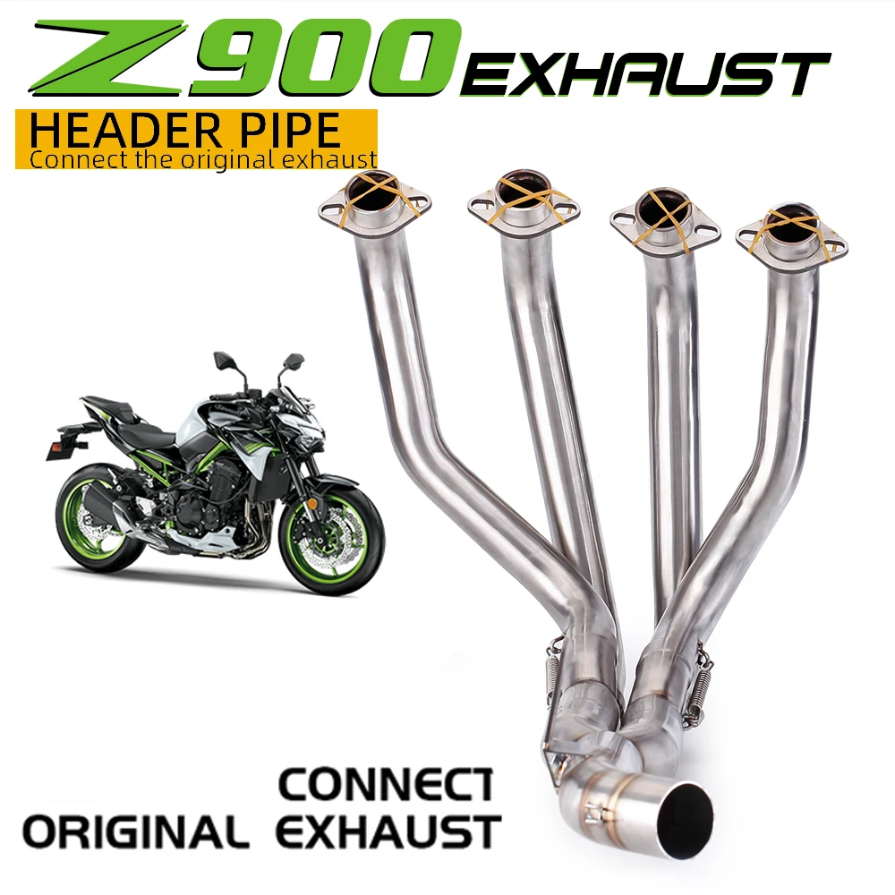 Slip-On Motorrad Auspuff Komplettsystem Schalldämpfer Front Header Rohr Rohr Für Kawasaki Z900 Z 900 2017-2021