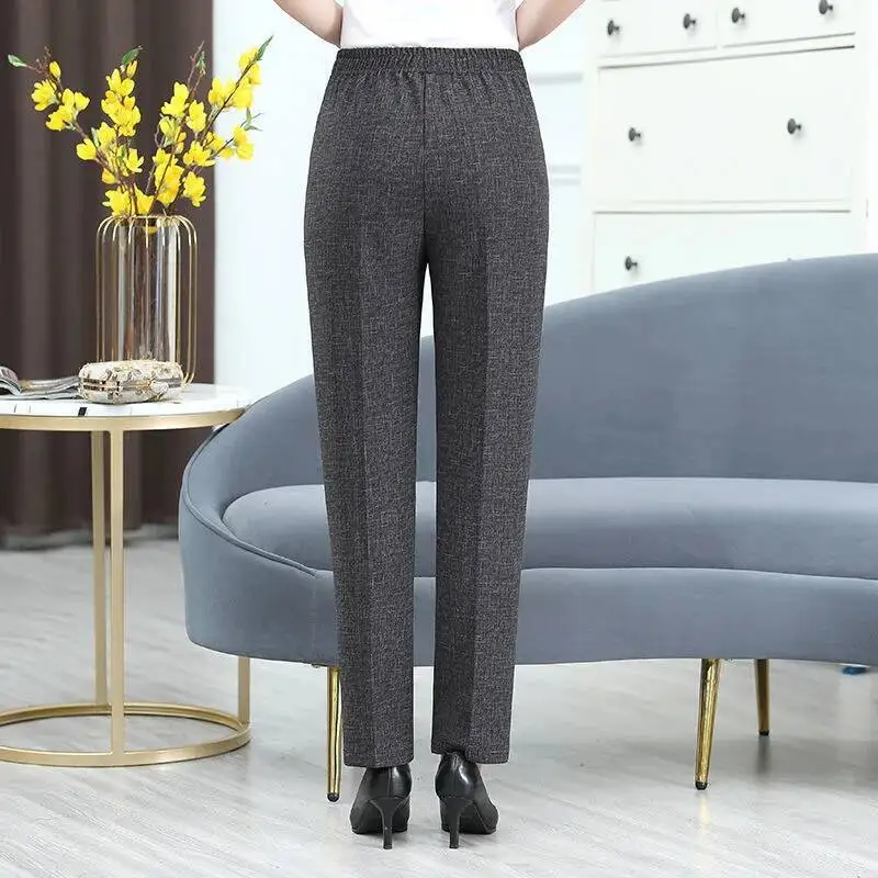 Winter Pants Women Thick Velvet Pants Grandma Mother Casual Warm High Waist Straight Trousers Middle-aged Female Pant