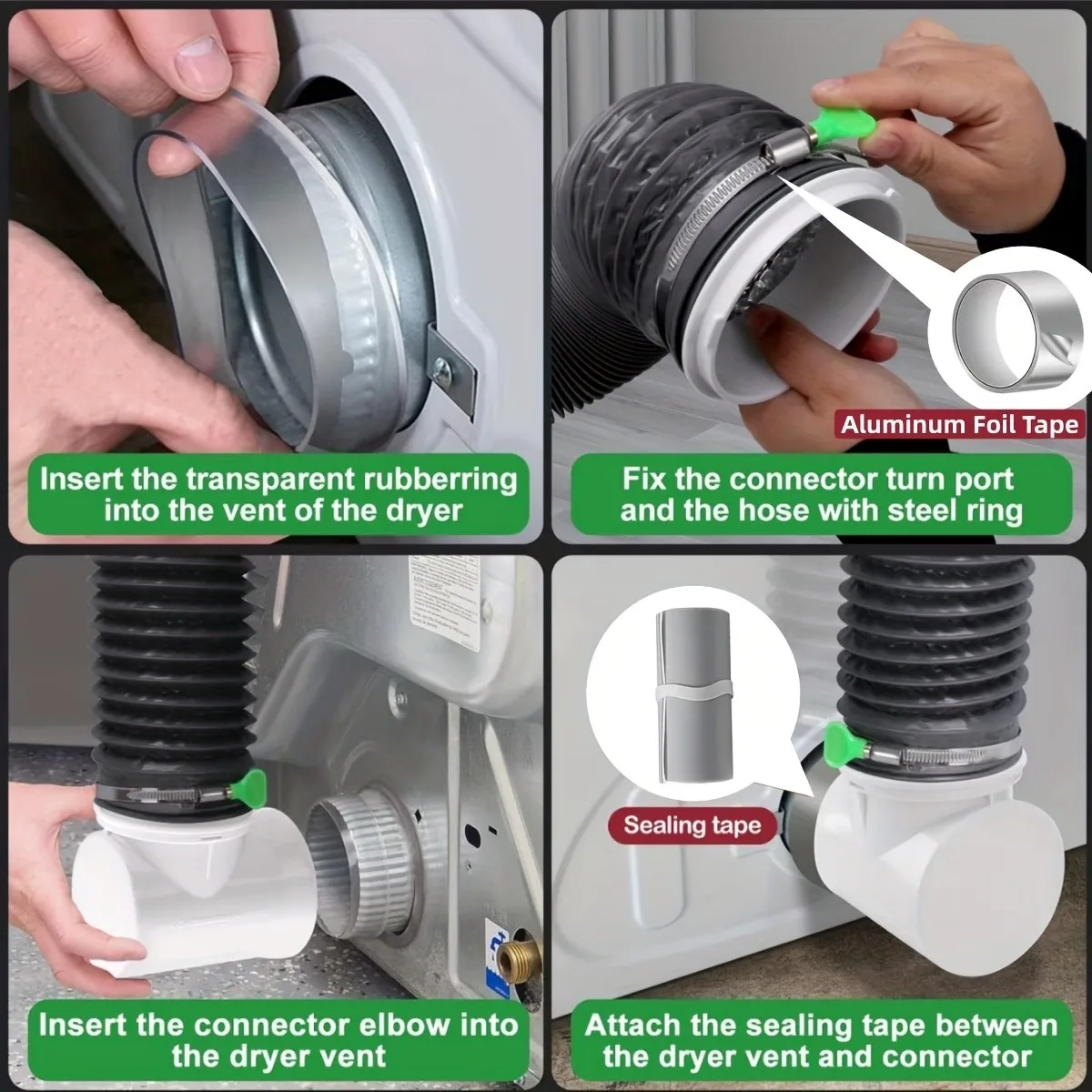 90-Degree Dryer Vent Elbow, Space-Saving Right-Angle Connection Fitting for 4inch Hose Pipe Tubes, Used in Narrow Spaces