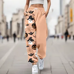 Womens Jogger Pants Loose Long Pants Fashion Halloween Cat Printed Trousers Autumn Winter Baggy Fit Harajuku Kawaii Sweatpants