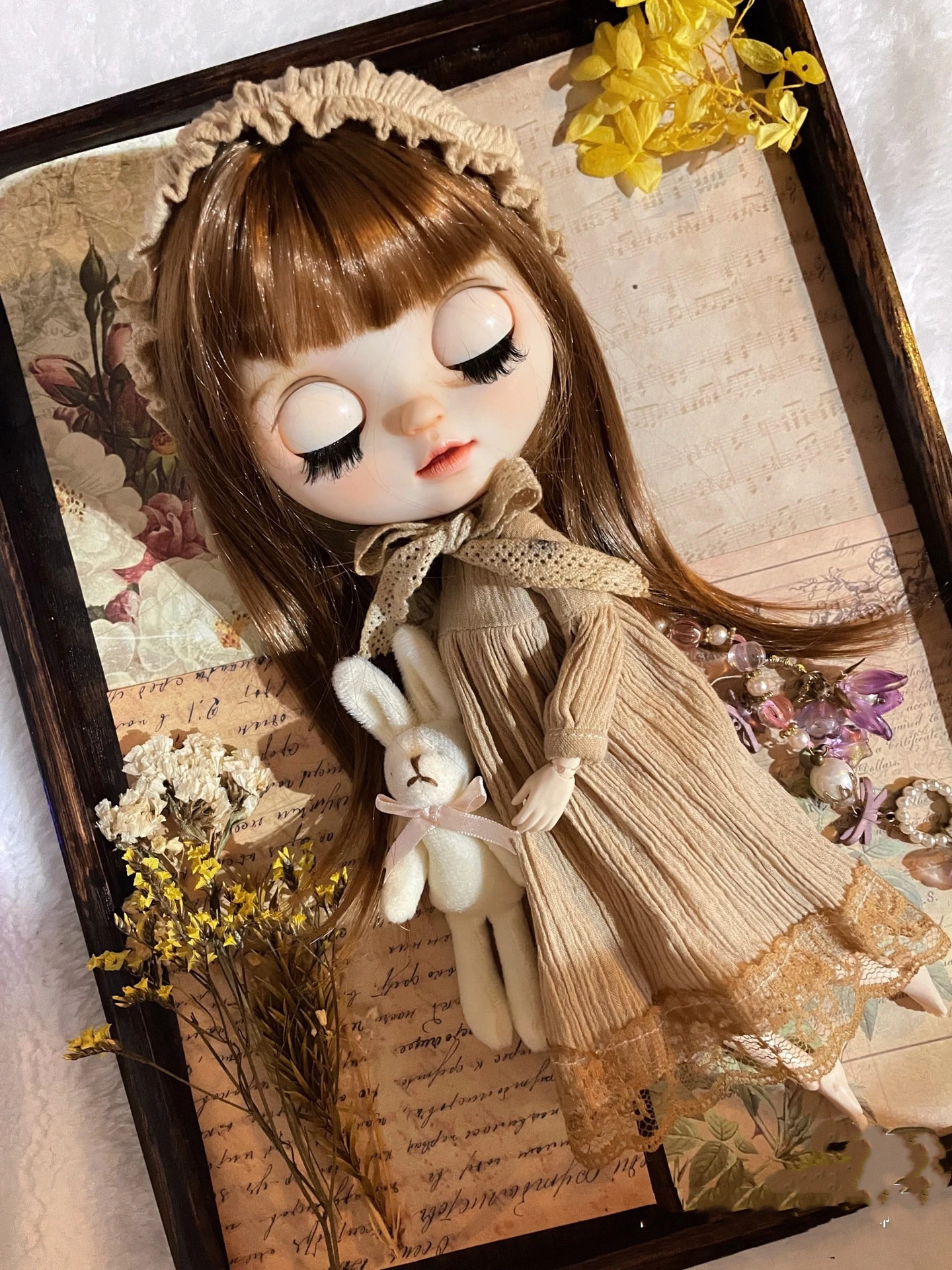 

Tea dyeing series Blythe clothes dress rabbit doll skirt dressing 1/6 30cm BJD anime girl (Fit for Pullip,Ob24, Licca)