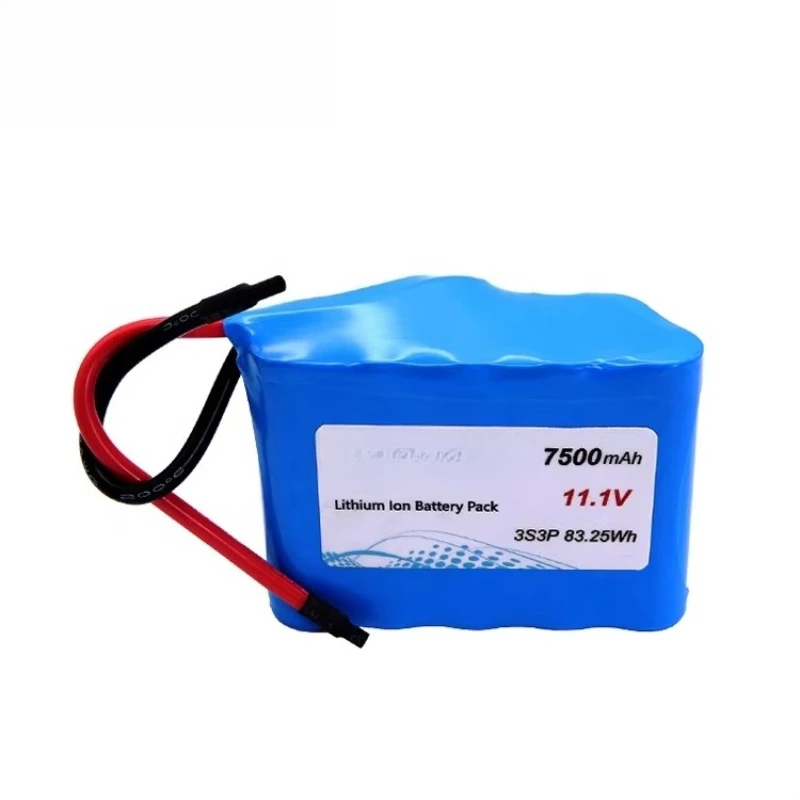 

11.1V 7500mAh 3S3P 18650 lithium-ion battery pack, CE/FCC certified, 12-month warranty