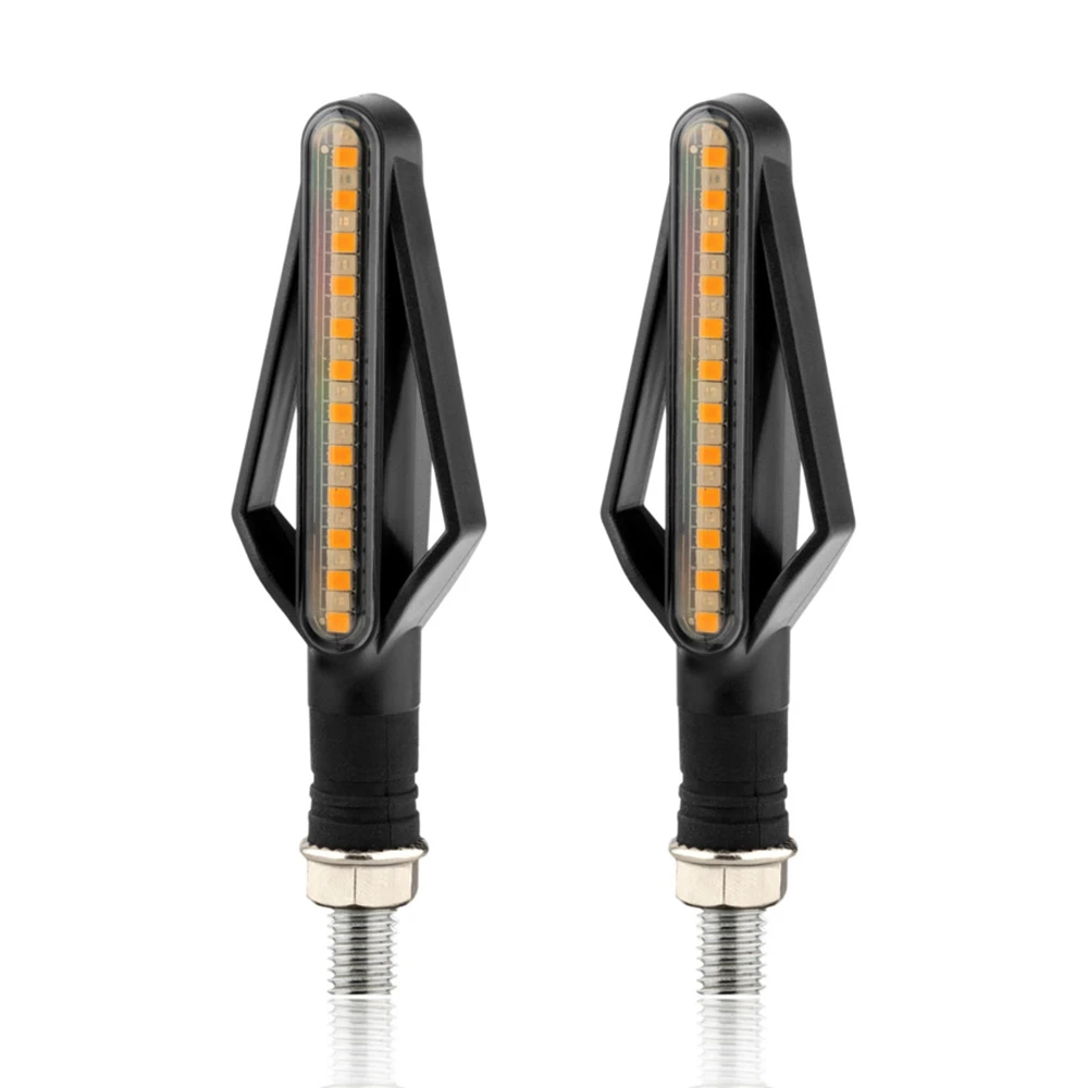 Motorcycle 24 LEDs Double Color Water Flow Signal Light Steering Direction Arrow-Shaped Warning Lamp