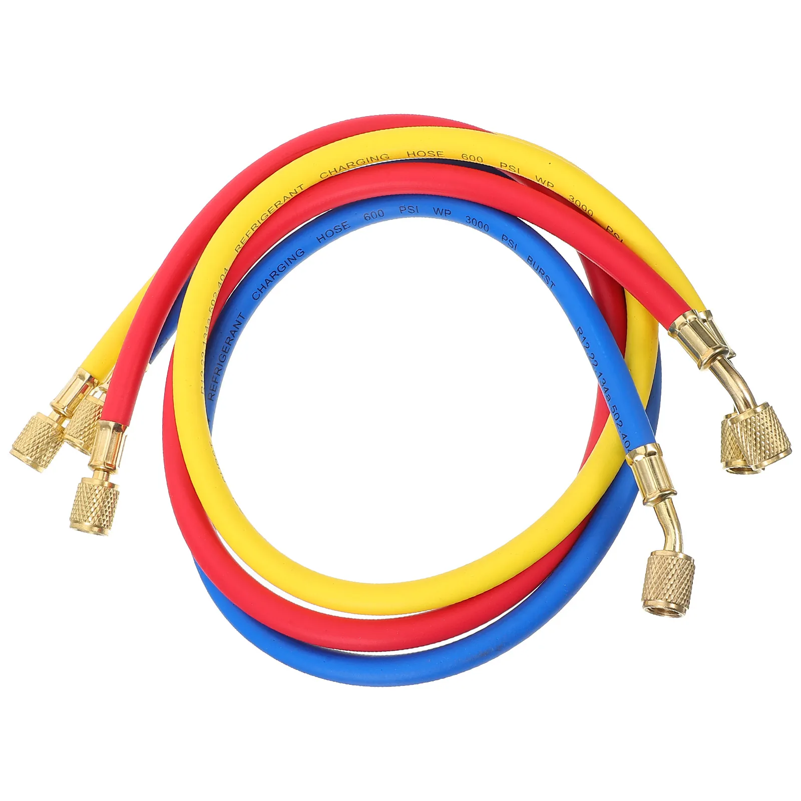 

36 Inch Refrigerant Charging Hose Oil Resistant Rubber Tube For Car Ac R404 R502 R134A Hvac Gauge Kit Blue 1/4" Sae