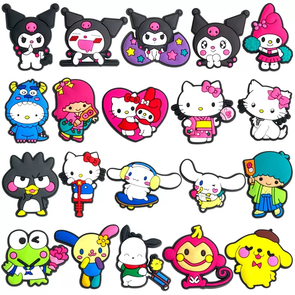 20-100pcs Hello kitty Kulomi Shoe Charms for Women Girls Shoes Decoration Accessories Buckle Fit Clog Sandal Wristband Bag