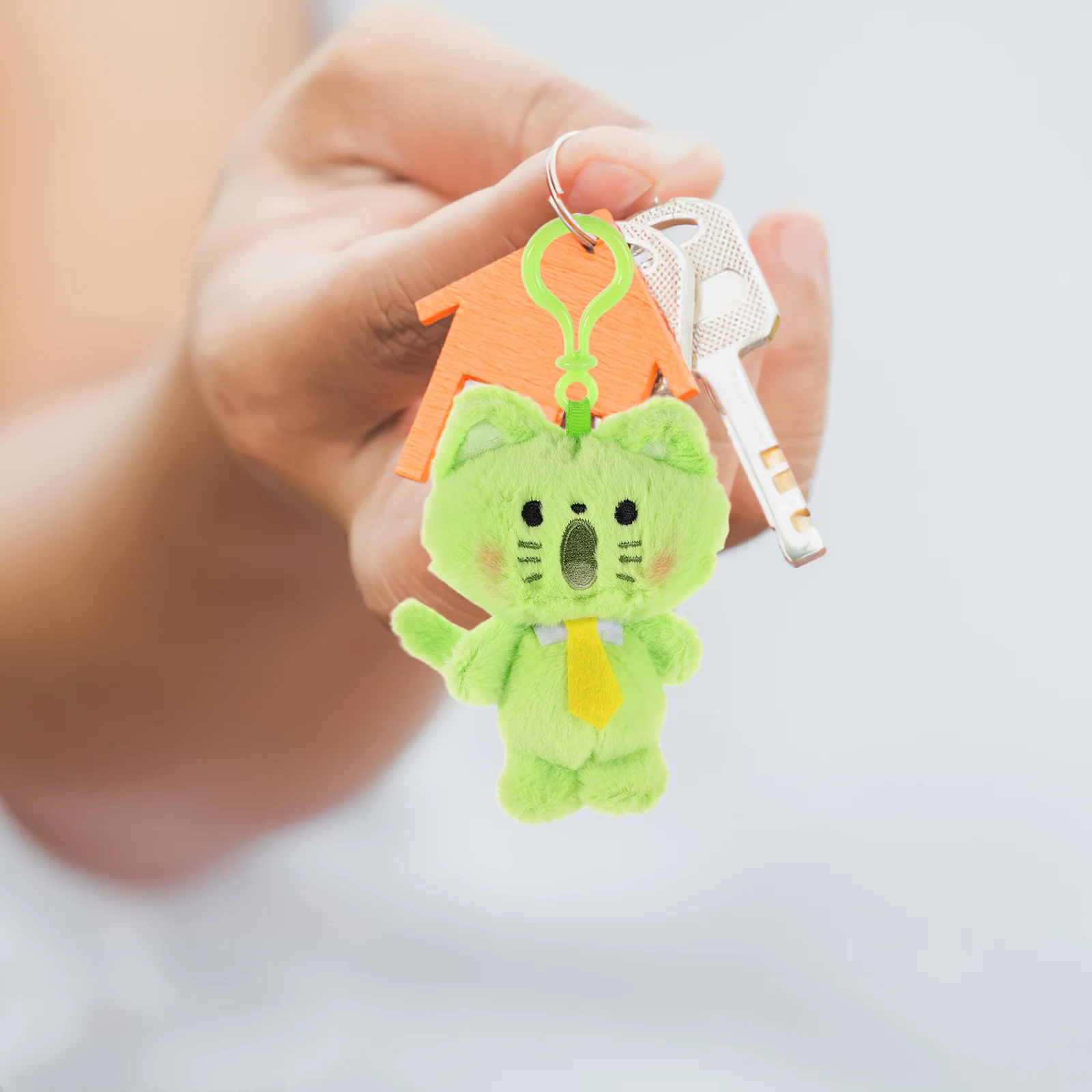 رائعتين الخضراء هريرة حلقة رئيسية لينة القطط زخرفة لحقيبة اليد مفاتيح الحقيبة سحر المحمولة ملحق صغير للاستخدام اليومي