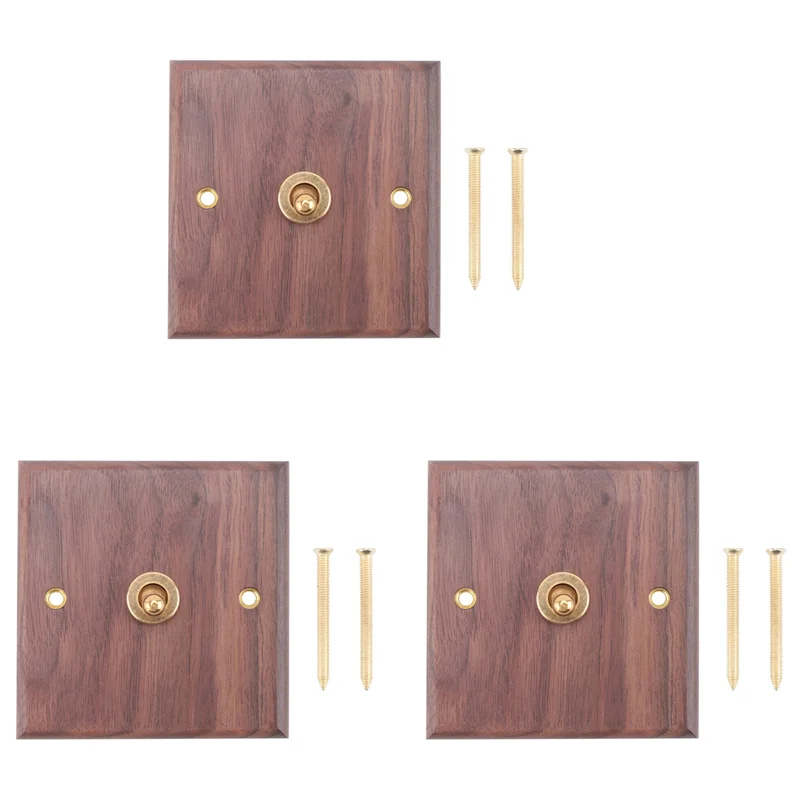 

A76X-3X American Industrial Style Light Switch Socket, Solid Wood Brass Toggle Switch Plate, Antique Home Stay Switch(1)