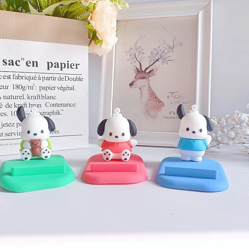 

Anime Sanrio Pochacco Cell Phone Holder Cartoon Character Silicone Phone Tablet Stand Kawaii Desk Decor Mount Holder Gifts