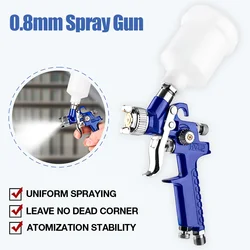 HVLP Paint Spray Gun 0.8mm Nozzle Spray Gun High Pressure Mini Air Gun Car Repair Pneumatic Tool DIY Spray Furniture Wall Paint